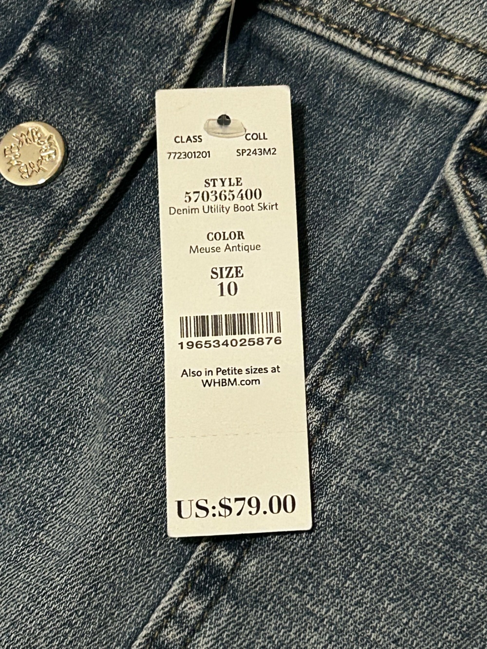 White House Black Market Denim Utility Boot Skirt Size 10 NWT - Picture 3 of 8